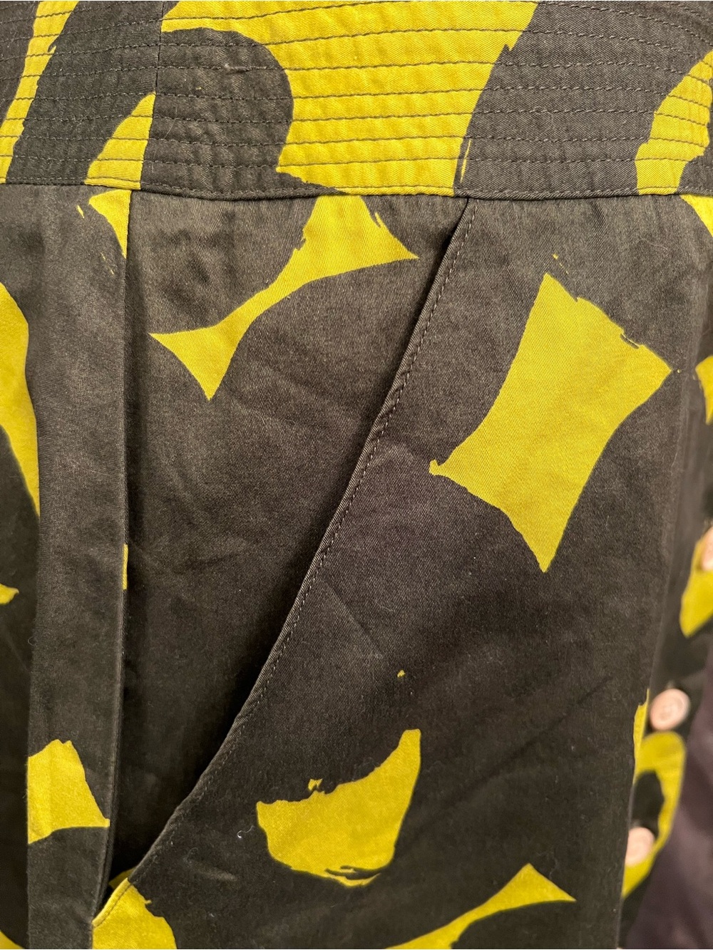 Marimekko for Anthropologie Size 8 Lime Green & Olive Button Front Pocket Skirt - Picture 5 of 7